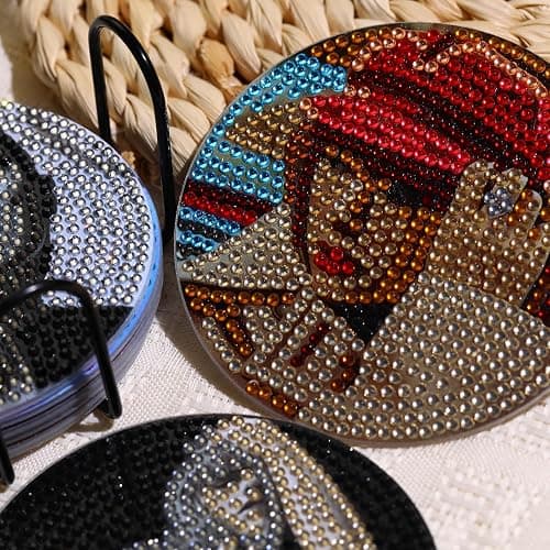 8 PCS Singer Diamond Art Coasters Kits, Pop Star Diamond Painting Coasters with Holder Set of 8, DIY Drink Coasters Art Crafts Supplies for Adults Cup Mat for Home Decor House Warming Gifts Non-Slip thumbnail 2