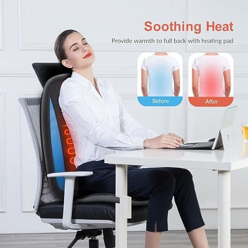 COMFIER Shiatsu Back Massager with Heat,Deep Tissue Kneading Massage Seat Cushion,Massage Chair Pad for Full Back,Body Massager for Home or Office Chair use thumbnail 2
