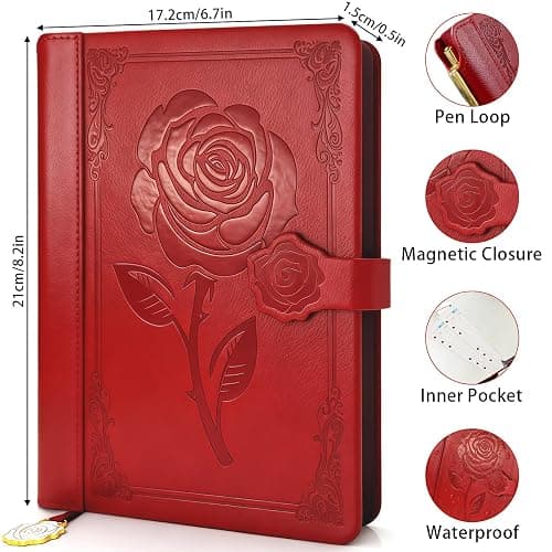 Aocii leather Journal for Women, A5 lined Daily Journals Notebook | Pretty Journaling for Writing, Hardcover Aesthetic Notebook, Lay Flat Note Taking, 224 Pages, Pen included thumbnail 3