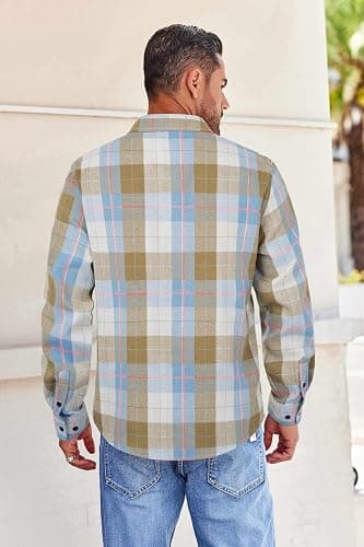 COOFANDY Mens Flannel Shirts Long Sleeve Button Down Shirt with Pocket Casual Shirts Work Shirts for Men thumbnail 3