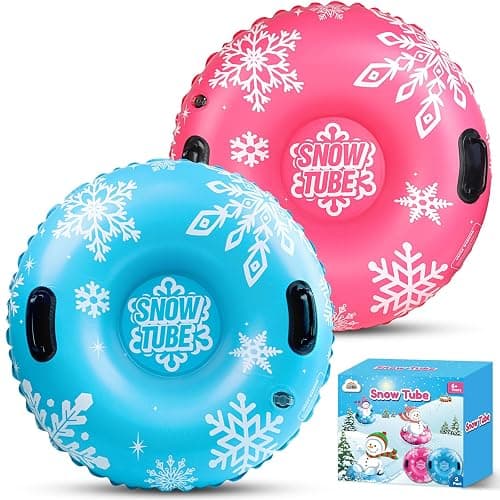 ZMLM Snow Tube for Sledding -2 Pack/3 Pack 36" Inflatable Snow Sled for Kids and Adults Heavy Duty Blow Up Tube with Handles Outdoor Winter Toys Gift for Sport Supplies - Image 1
