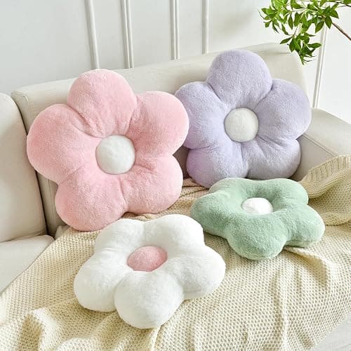 ZCNYCLAM Flower Pillows, Soft Flower Shaped Pillow with Home Decorative for Couch Chair Bed,Flower Floor Throw Pillows for Adults Bedroom Living Room (White, 15 Inches) - 15 Inches - White thumbnail 3