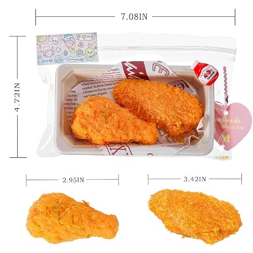 QCROAD SQUISHY Handmade Taba Fried Chicken Squishy - Crispy Chicken Silicone Squishy Toy, Soft Stress Relief Fidget Toys for Kids & Adults, Non-Toxic Food-Themed Sensory Play thumbnail 2