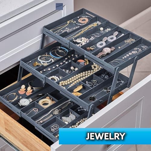 Ontel Smart Drawer Organizer, Multi-Level Jewelry and Cosmetics Storage, Black, 2.65 in thumbnail 4