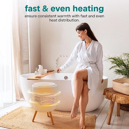 SereneLife Freestanding Towel Warmer Bucket – 18" Hot Towel Warmer with Legs for Bathroom & Spa, 12L Capacity, Built-In Timer, Aroma Discs & LED Indicator, Fits One Towel or Robe, Gray thumbnail 5
