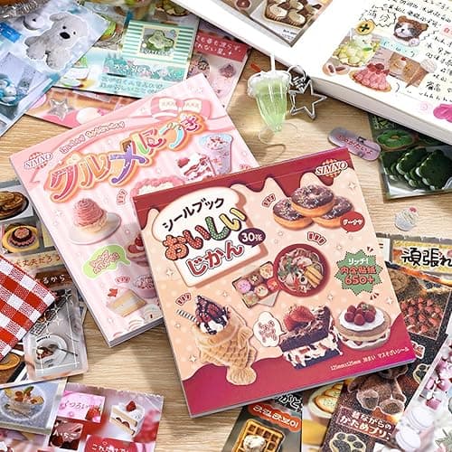 Japanese Sticker Book - Kawaii Food Stickers 60 Sheets: Cute Sushi, Donuts, Fruits Deco Stickers - Acid-Free Vinyl for Journaling Supplies, Scrapbooking, Planners & Kids Crafts - Image 1