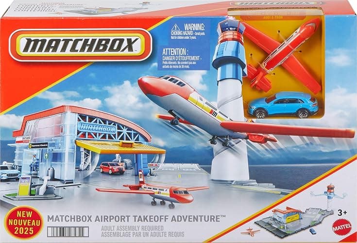 Matchbox Toy Car Playset, Takeoff Adventure Airport Set with Die-Cast Audi in 1:64 Scale, Plastic Plane, Take-Off & Landing Feature & Storage thumbnail 6