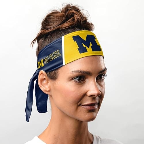 Suddora University of Michigan Headband, Michigan Wolverines Breathable Sweatbands for Sports Events, Non-slip Fabric Headband for Football, Tennis, Workout, Costumes & Cosplay thumbnail 3