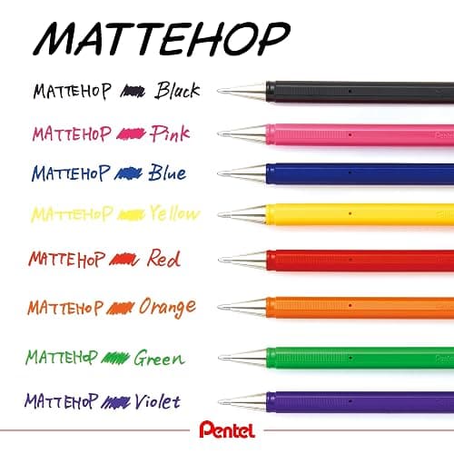 Pentel Mattehop 1.0mm Gel Roller 7pc Wallet - Original Colours thumbnail 11