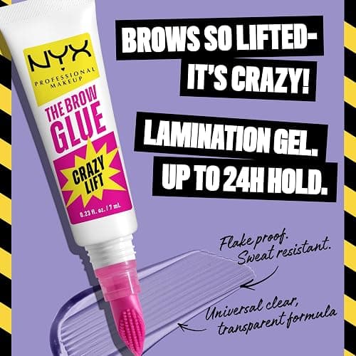 NYX PROFESSIONAL MAKEUP The Brow Glue Crazy Lift, Brow Lamination Gel with 16HR Strong Hold & Built-In Styling Comb - Clear Eyebrow Gel thumbnail 3