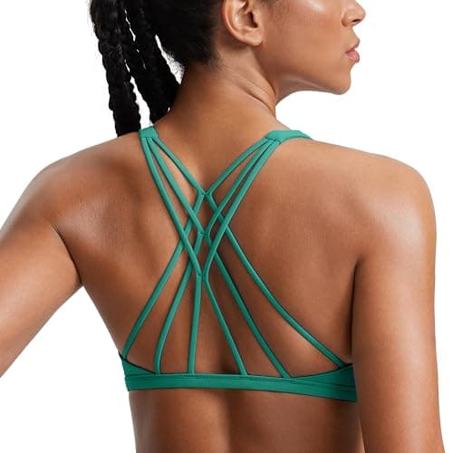 CRZ YOGA Womens Naked Feeling Criss Cross Sports Bra - Strappy Back Padded Medium Support Wireless Gym Cami Workout Yoga - Image 1