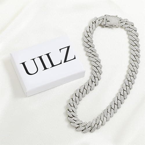 UILZ Mens Cuban Link Chain 18k Gold Silver Miami Cuban Necklace Cuban Chain 18/20/24inch Bling Diamond Iced Out Hip Hop Jewelry for Women thumbnail 5