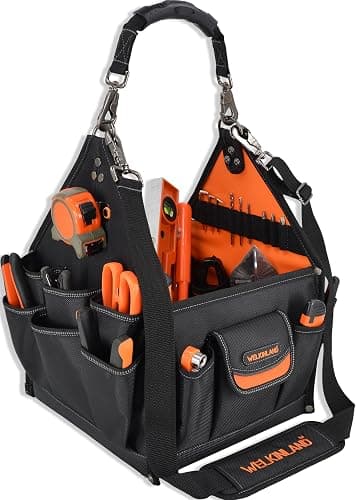 WELKINLAND 40-Pockets HVAC Tool Tote, 25L Open Top Electrician Tool Bag | Heavy-Duty Tool Bag HVAC,Easy-Access Technician Tool Bags,Stand-Up Tools Bag For Plumbers,Comfy Tools Bag With Shoulder Strap - Image 1