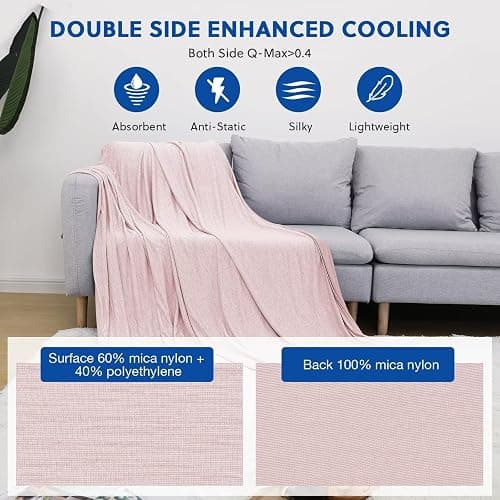 HOMFINE Cooling Blankets for Hot Sleepers - Summer Blanket Thin Lightweight Breathable Soft Double Side Enhanced Cooling for Bed Couch Sofa, Keep Cool for Night Sweats (Pink, 108 x 90 inches) thumbnail 4