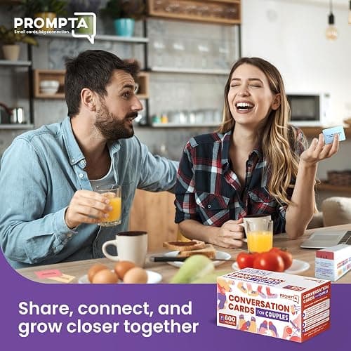 Prompta 600 Conversation Cards for Couples – Light, Medium, and Deep Get-to-Know-You Questions for Connecting With Your Partner - Date Night Topics for New or Married Couples - 2.5” x 1.75” Cards thumbnail 5