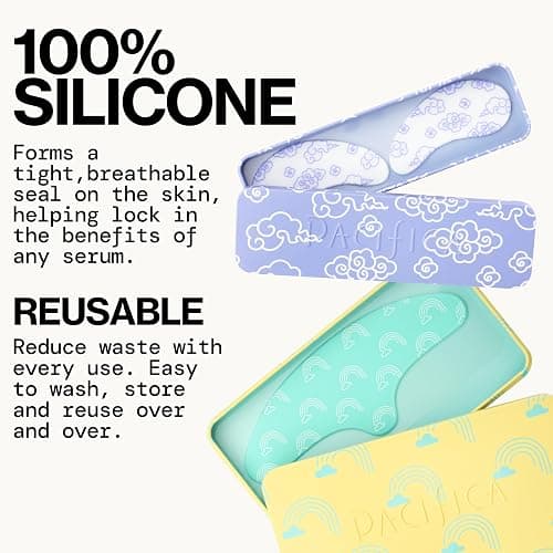 Pacifica Reusable Mask – Under Eye Mask Silicone Face Mask for Fine Lines & Dark Circles, Pair with Serum, Storage Tin Included, Vegan & Cruelty-Free, 2 Pieces thumbnail 3