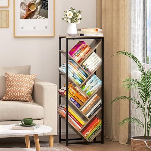 Cutogxon Tree Bookshelf - 9 Tier Floor Standing Tree Bookshelf for Hardcover Books, Small Bookshelf for Small Spaces Bookshelves Wooden Book Storage Organizer Shelves for Bedroom Living Room thumbnail 4