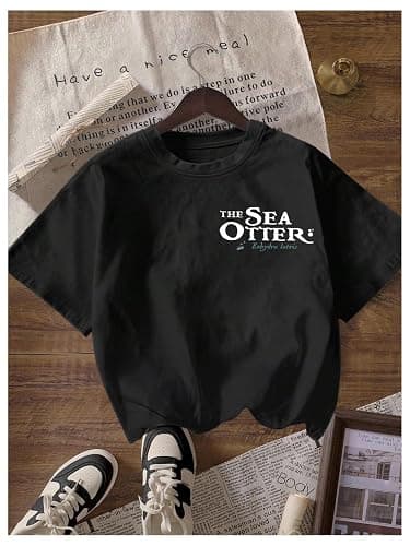 RoseSeek Women's Sea Otter Print Graphic Tees Cute Short Sleeve Crew Neck Casual Summer T Shirts thumbnail 2