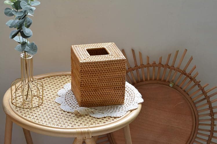 Rattan Tissue Box Cover Natural Woven Facial Napkin Holder Square (Natural, 5.5x5.5x5.9 Inch) thumbnail 6