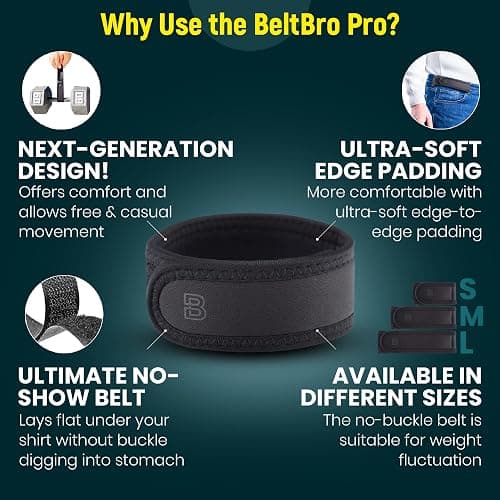 BeltBro Pro for Men and Women Elastic No Buckle Invisible Belt Patented Metal Free TSA Soft Adjustable Side Tactical Belt thumbnail 3