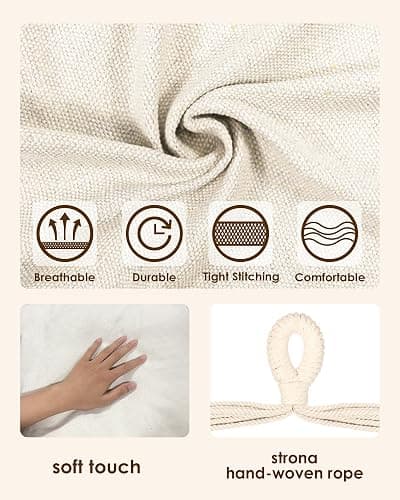 Highwild Hammock Chair Hanging Rope Swing - Max 500 Lbs - Steel Spreader Bar with Anti-Slip Rings - for Any Indoor or Outdoor Spaces (Beige) thumbnail 4