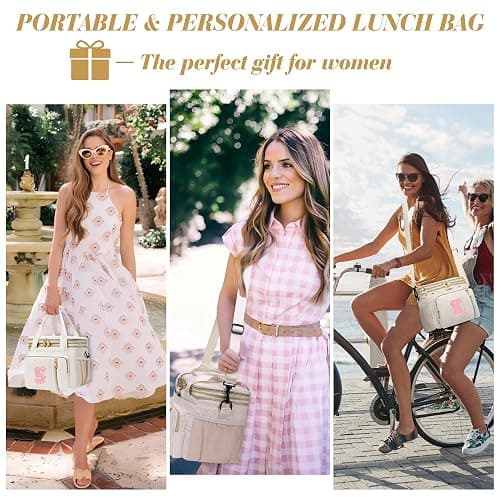 Personalized Initial Lunch Box for Women, Insulated Lunch Bag 16L Leakproof Cooler Lunchbox, Valentine’s Day Adult Lunch Bag with Strap Gifts for Women, Wife, Mom & Friends for Work, Picnic, Travel G thumbnail 7