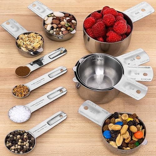 Hudson Essentials Stainless Steel Measuring Cups and Spoons Set - Stackable Set with Spout (11 Piece Set) thumbnail 2