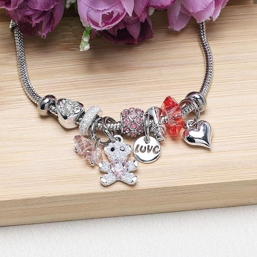 DS Charm Bracelets for Girls Adjustable Silver Stainless Steel Gift Box | Cute Cartoon Charms,Friendship Jewelry,Birthday Gifts,Teen Kid Fit, Tarnish Resistant,Stackable Trendy Daily Wear thumbnail 2