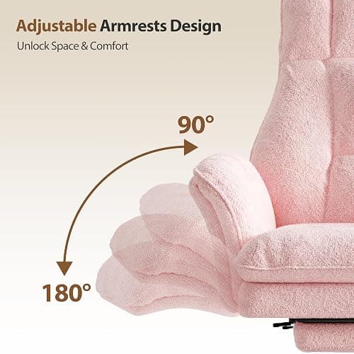 Big and Tall Office Chair, Flip Armrests for Pets & Cross Legged Sitting, Executive Ergonomic Computer Gaming Chair with Foot Rest, Teddy Fleece Wide Seat Reclining Desk Chair, Pink thumbnail 9