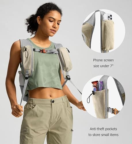 Uselike 10L Small Hiking Backpack Travel Daypack Lightweight Packable Back Pack for Women Men(Beige) thumbnail 5