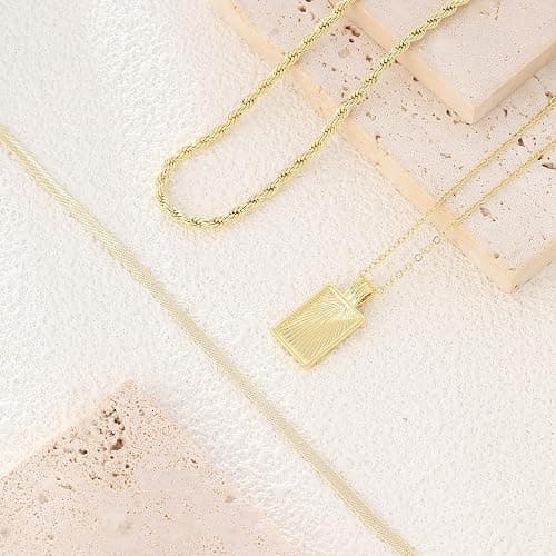 Layered Gold Silver Necklaces for Women, Stackable Stack 14K Real Gold Plated Silver Chain Necklace Diamond Circle CZ Layering Pendant Necklaces Trendy Gold Jewelry Set Gifts thumbnail 7