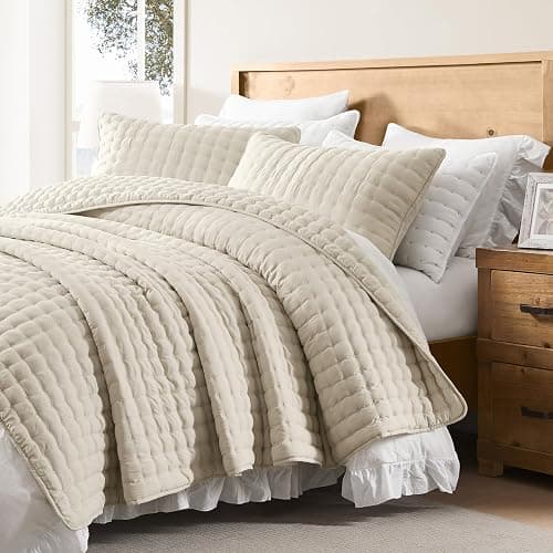 WDCOZY Beige Queen Size Quilts Bedding Sets with 2 Pillow Shams thumbnail 4