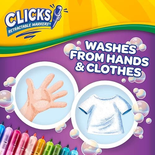Crayola Clicks Retractable Markers - Bold (10ct), No Dry Washable Markers for Kids, Click Markers for School, Must Have Coloring Supplies, Gifts thumbnail 4