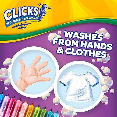 Crayola Clicks Retractable Markers - Bold (10ct), No Dry Washable Markers for Kids, Click Markers for School, Must Have Coloring Supplies, Gifts - Green/Blue/Red thumbnail 4