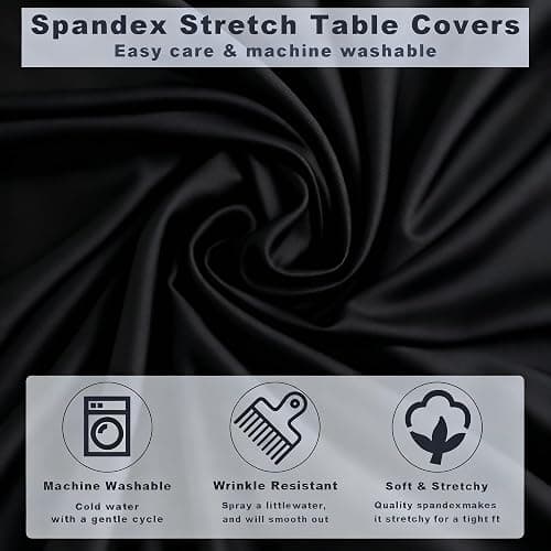 Lakluse 6 Pcs Black Spandex Stretch Round Cocktail Table Skirt, 32x43 Inch High Top Table Covers, Fitted Table Cloths for Wedding, Bar, Banquet, Party Decor & Event Supplies thumbnail 5