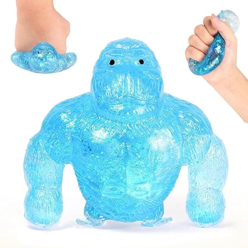 Squishy Monkey Sugar Stress Balls for Adults Kids, Malt Sugar Monkey Sensory Fidget Toys, Slow Rising Squeeze Ball for Anxiety Relief, Fun Stretchy Stress Toys for Boys and Girls, Party Favors (Blue) - Image 1