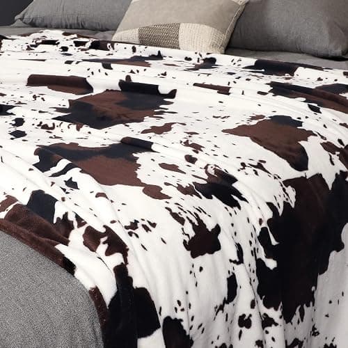 Edenleaf Flannel Cow Print Blanket 60"x80", Ultra Cozy Cow Throw Blanket for Couch Bed and Travel, Cow Decor Throw Blankets for Bed, All Seasons Twin Size Blanket 60"x80" thumbnail 6