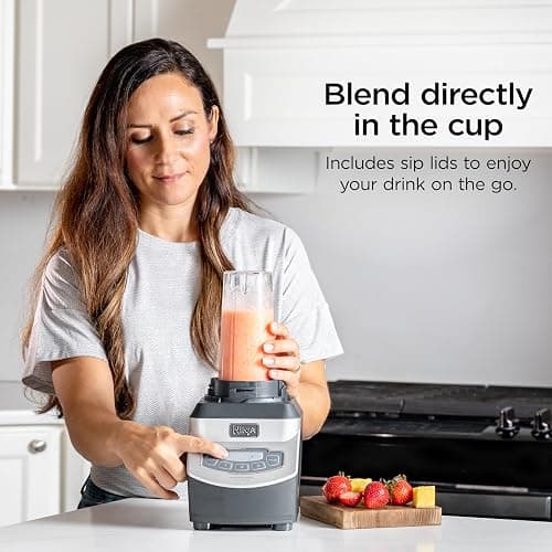 Ninja BL660C Professional Countertop Blender With 1100-Watt Base,72Oz Total Crushing Pitcher and(2)16 Oz Cups For Frozen Drinksand Smoothies,Silver/Gray,1100W,(Canadian Version)Silver/Grey,7.8 Pounds thumbnail 6