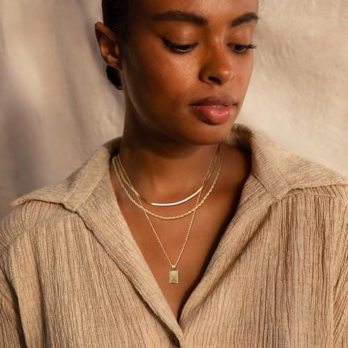 Layered Gold Silver Necklaces for Women, Stackable Stack 14K Real Gold Plated Silver Chain Necklace Diamond Circle CZ Layering Pendant Necklaces Trendy Gold Jewelry Set Gifts thumbnail 5