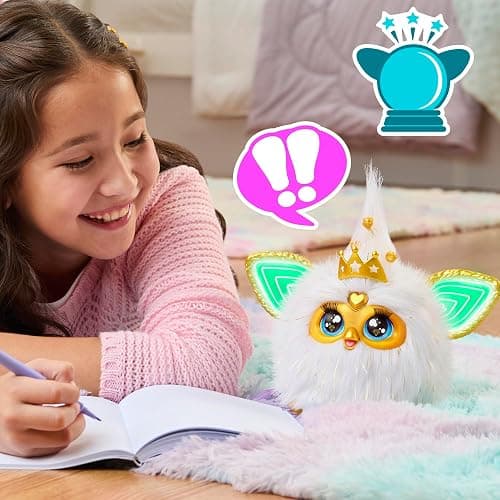 Furby Gold Glam Interactive Plush Toys for 6 Year Old Girls & Boys & Up, Voice Activated Animatronic, Speaks English & Furbish, White, Christmas Stocking Stuffers (Amazon Exclusive) thumbnail 10