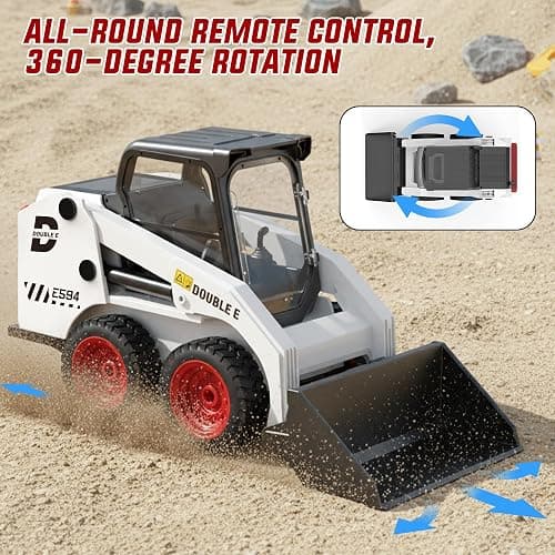 DOUBLE E RC Skid Steer Loader Toy for Kids,1:14 Scale Remote Control Construction Truck with Lights Sound & Sounds 2.4GHz RC Truck Toy, 360°Rotation,RC Front Loader Tractor Engineering Vehicles thumbnail 8