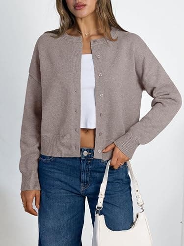 LILLUSORY Womens Cropped Cardigan Sweaters Lightweight Fall Crop Cotton Knit Y2k Outfits Fashion Button Up Clothes 2025 thumbnail 2