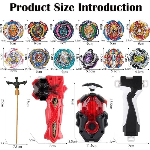 Bey Battling Blade Burst Toy Set, 12 Spinning Burst Gyros 2 Two-Ways Launchers with Grip, Combat Tops Battle Game with Portable Box Gift for Kids Children Boys 6-12 thumbnail 2