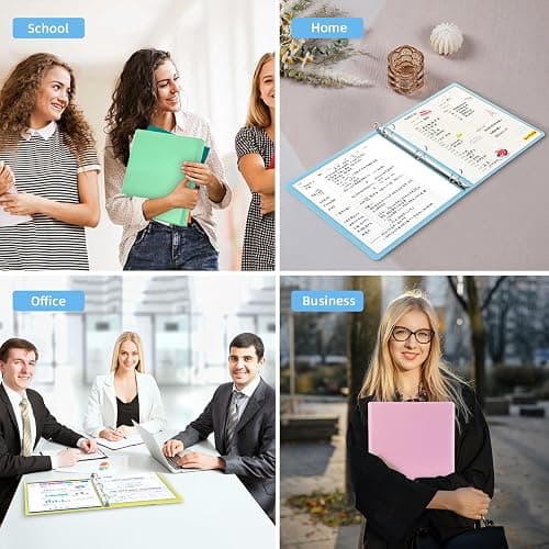 1 Inch Binders 3 Ring,6 Pack Three Ring Binder with 2 Pockets,PVC-Free,Customizable Clear View Cover for 8.5 x 11'' Letter Size Papers, Round Ring， Ideal for School, Office Supplies thumbnail 6