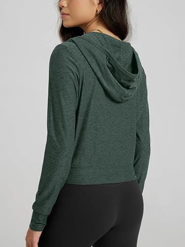 ODODOS Women's Full-Zip Cropped Hoodie – Stratum Tech Ultra Soft UPF 50+ Hooded Jacket with Pockets thumbnail 2