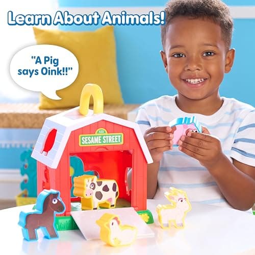 Sesame Street Elmo's Learn & Sort Barn with Music and Sounds, 6-Pieces, Teaches Toddlers Shapes, Sounds, and Problem-Solving Skills, Toy for Girls, Boys, Kids, Ages 2 and Up by Just Play thumbnail 4
