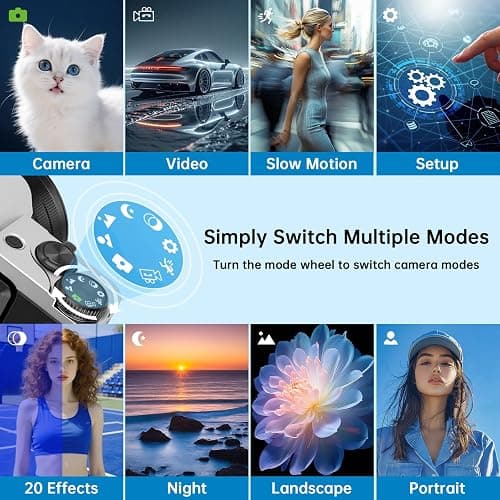 4K Digital Camera for Photography with WiFi 64MP Auto-Focus Vlogging Camera for YouTube Video 3'' 180° Flip Screen 4K Cameras 16X Zoom Anti-Shake Compact Point and Shoot Cameras with SD Card thumbnail 6