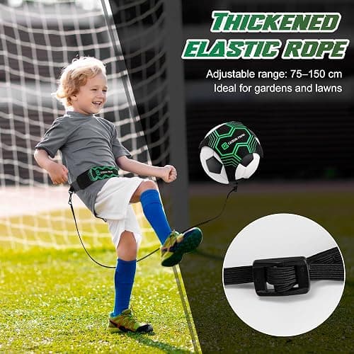 Global Park Soccer Trainer Adjustable Waist Belt - Football Training Equipment Aid for Ball Control, Passing & Shooting, Kick Throw Trainer Solo Practice Volleyball, Rugby for Kids Adults at Home thumbnail 3
