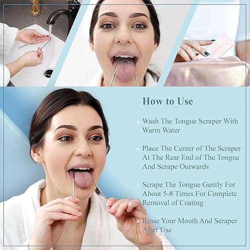 MasterMedi Tongue Scraper for Adults with Multicolor Travel Cases (2 Pack), 100% Stainless Steel, Reduce Bad Breath, Tongue Scrubber, Easy to Use, Tongue Cleaner for Oral Care & Hygiene - Advanced Tongue Scraper Pack of 2 thumbnail 6