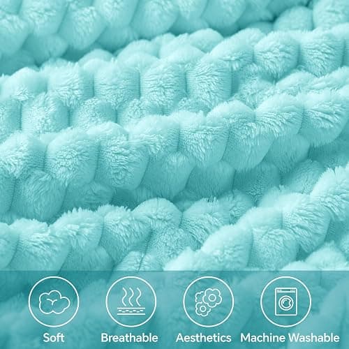 BEDELITE Aqua Throw Blanket for Couch, Soft Cozy Gifts for Women, 50 * 60 | 3D Jacquard Decorative Fleece Blanket, Super Soft Plush Throw, Cute Birthday Gift for Women & Men, Suitable for All Seasons thumbnail 3